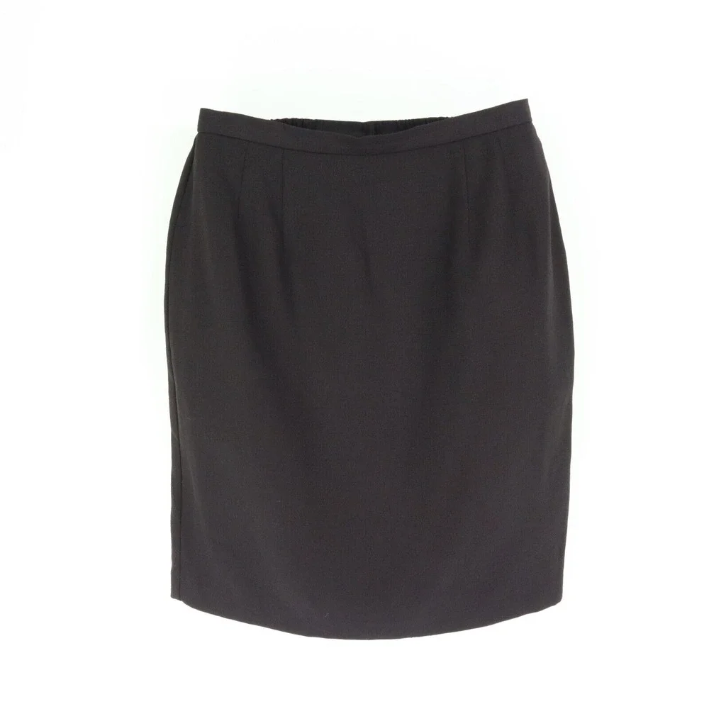 Knee Length Black Skirt Lined Straight Womens Size 14 Stretch Waist Plaza South